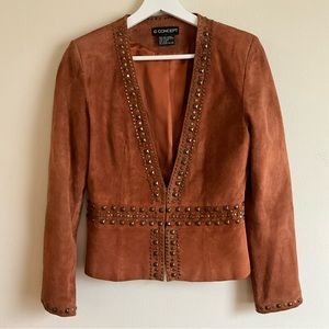 Vintage C Concept Light Brown Suede Embellished Jacket